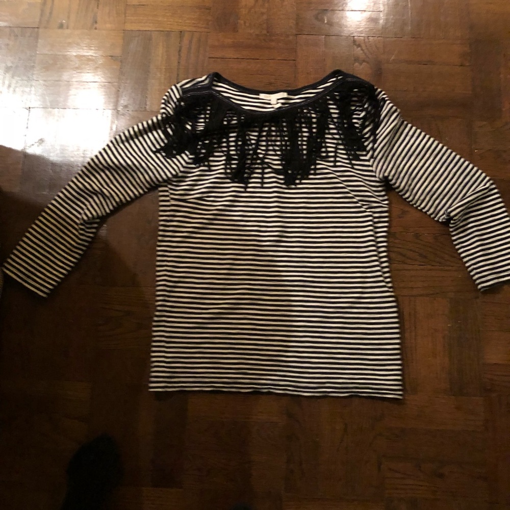 Maje Top with Velvet Fringe Size 2